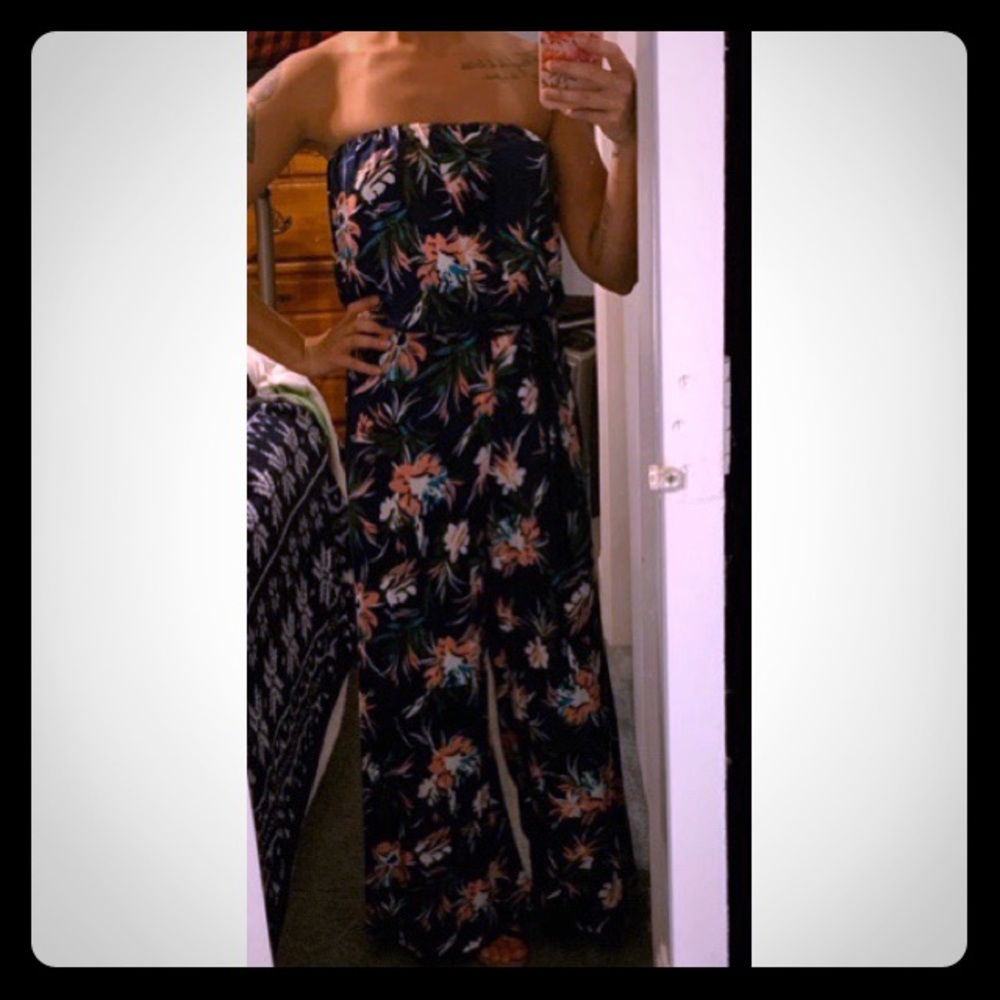 Gorgeous navy blue silky soft strapless jumpsuit